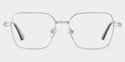 Kayla Geometric Silver Glasses0