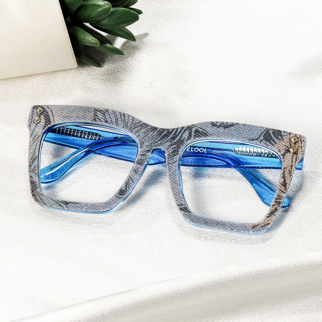 Women's Blue Eyeglasses Frames With Denim0