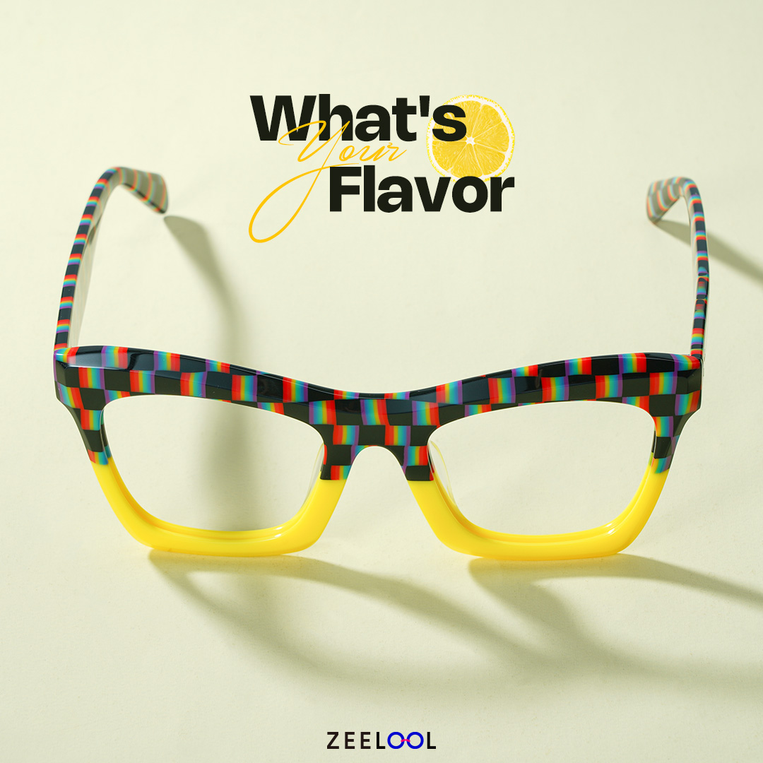 ZEELOOL Benitez Square Yellow Glasses