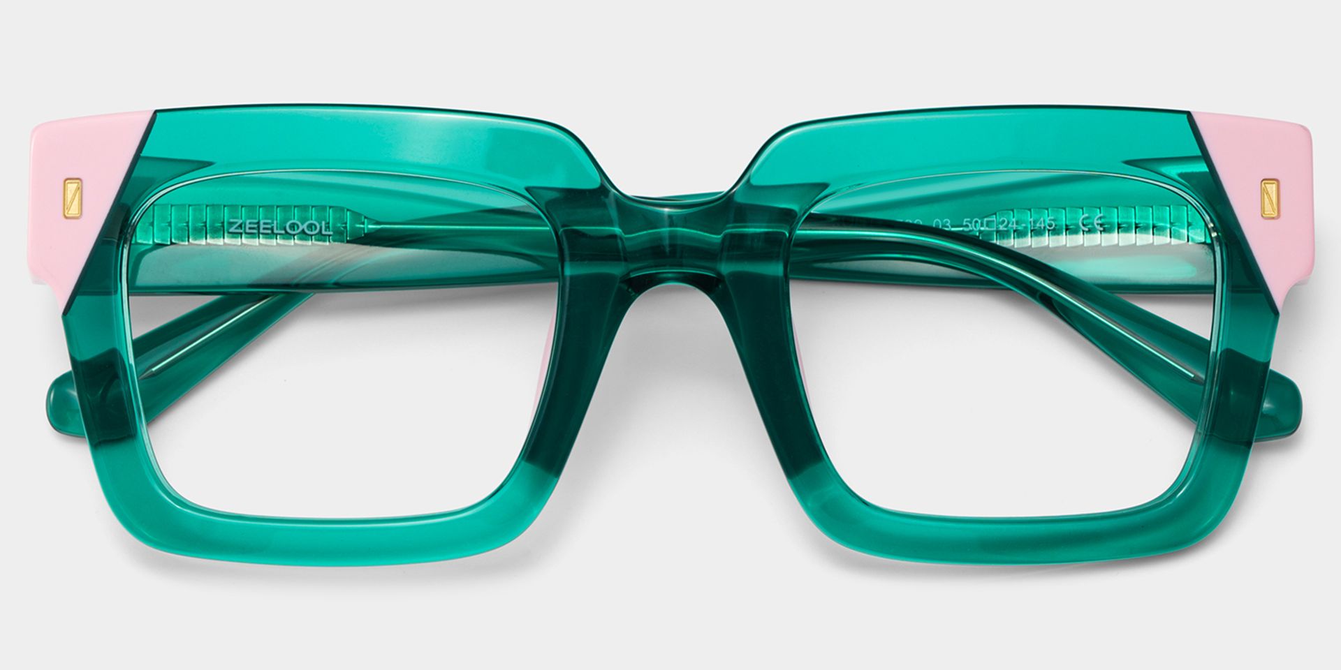 Square Green Pink Eyeglasses- Sarah Acetate Frame Glasses1