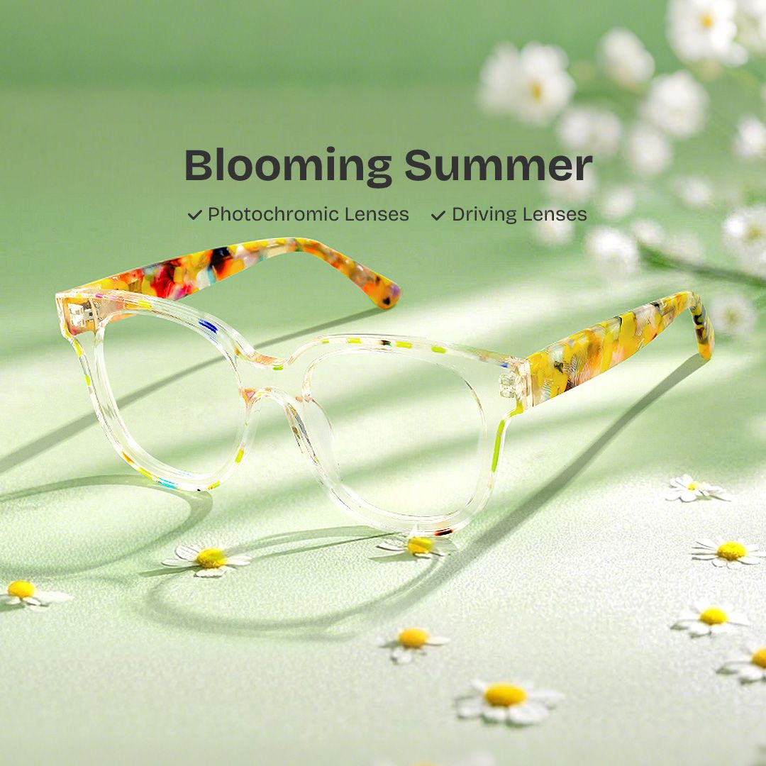 Jett Acetate Yellow Frame Glasses with Square Shape | ZEELOOL UK0