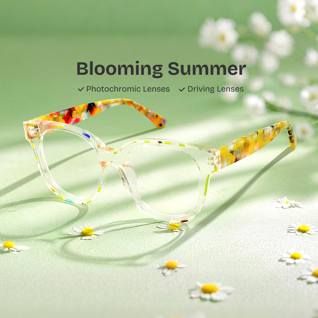 Jett Acetate Yellow Frame Glasses with Square Shape | ZEELOOL UK0