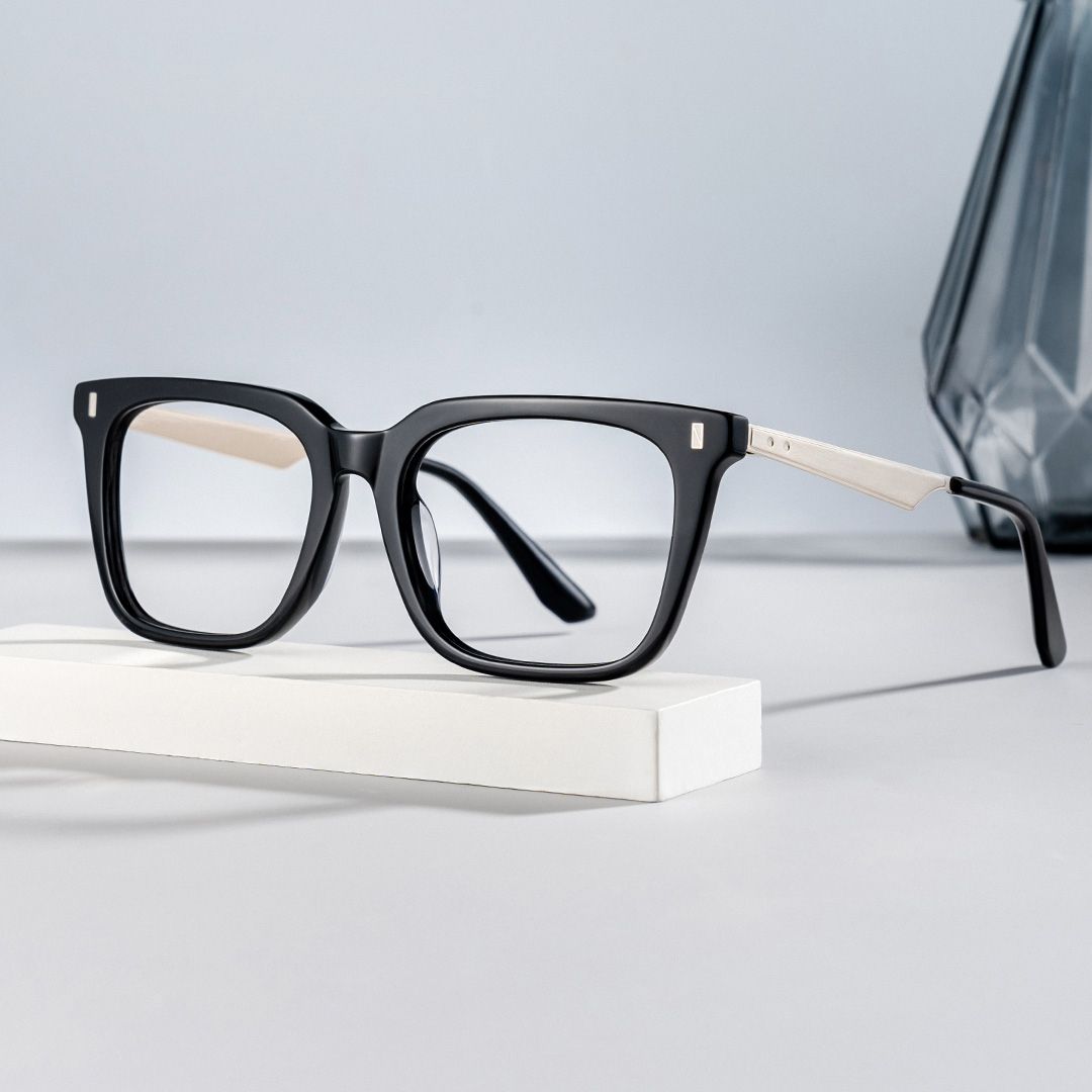 Brook Black Rectangle Prescription Glasses | ZEELOOL UK0