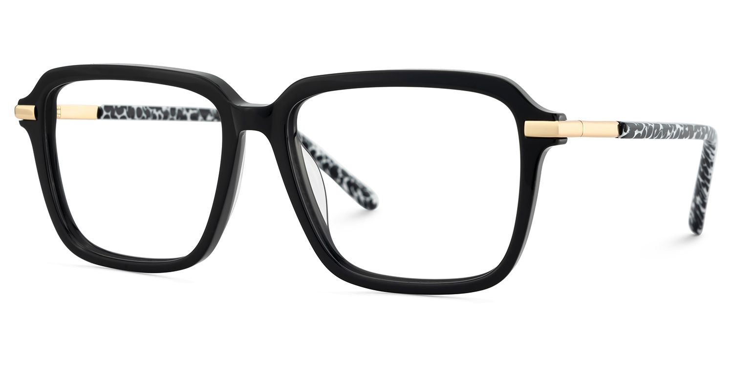 Black Thin Glasses with Square Shape at Zeelool3