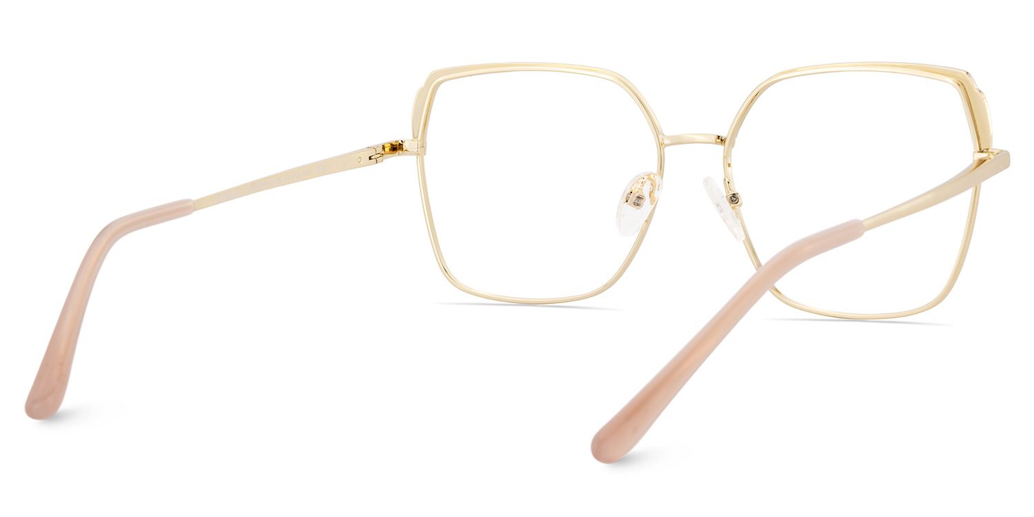Shayla Metal Square Pink Brown Frame Glasses | ZEELOOL UK5