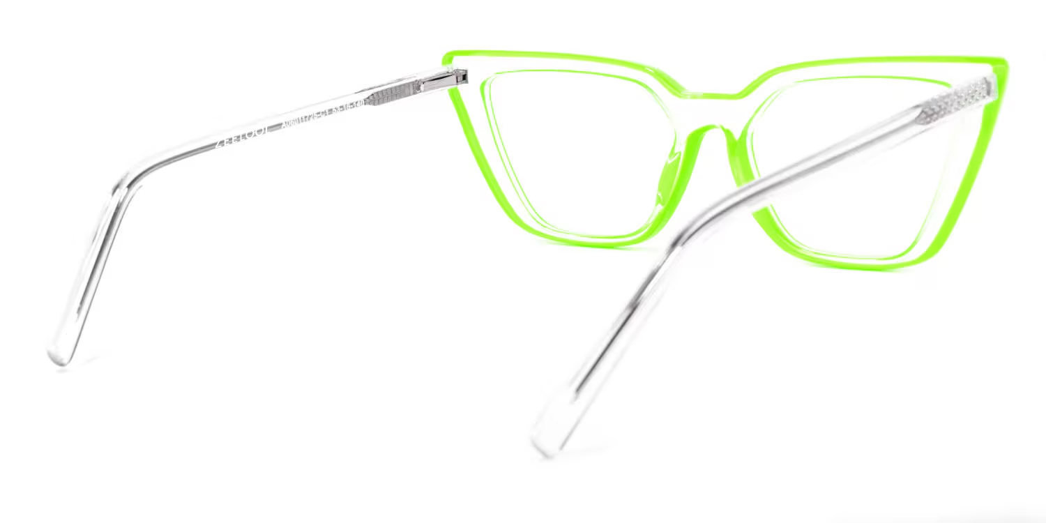 Zeelool Lime Green Cat Eye Glasses & Cyberpunk Frame3