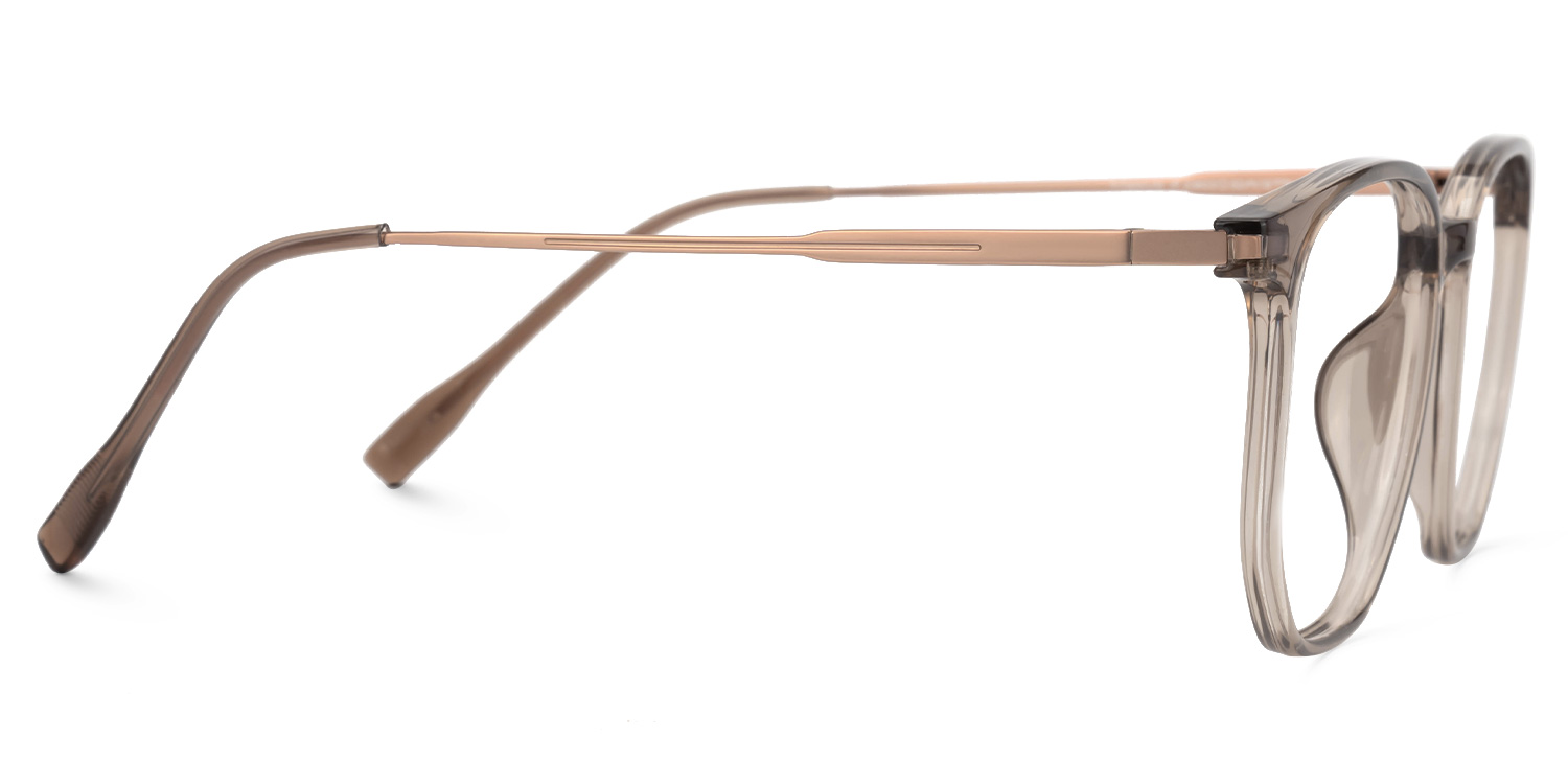 Bianca Mixed-Materials Geometric Brown Frame Glasses | ZEELOOL UK2