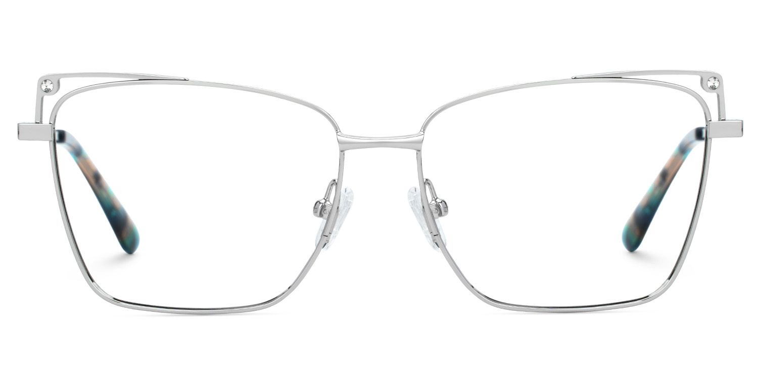 Rectangle Silver Metal Eyeglass Frames | ZEELOOL UK0