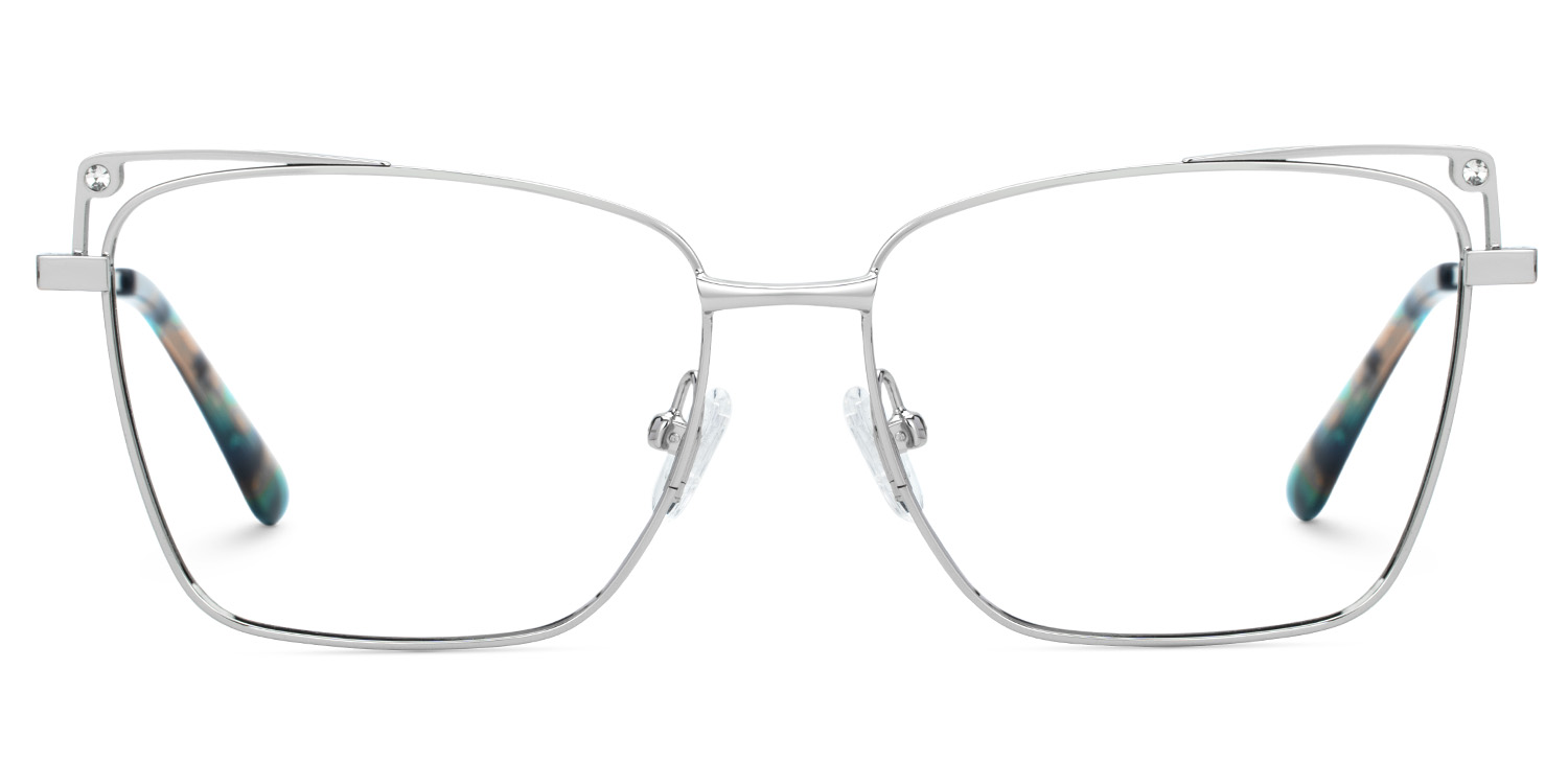 Rectangle Silver Metal Eyeglass Frames | ZEELOOL UK0