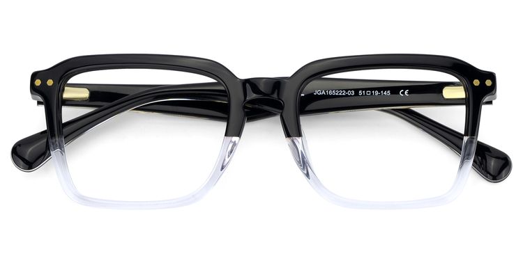 Vickerie Rectangle Black Clear Glasses
