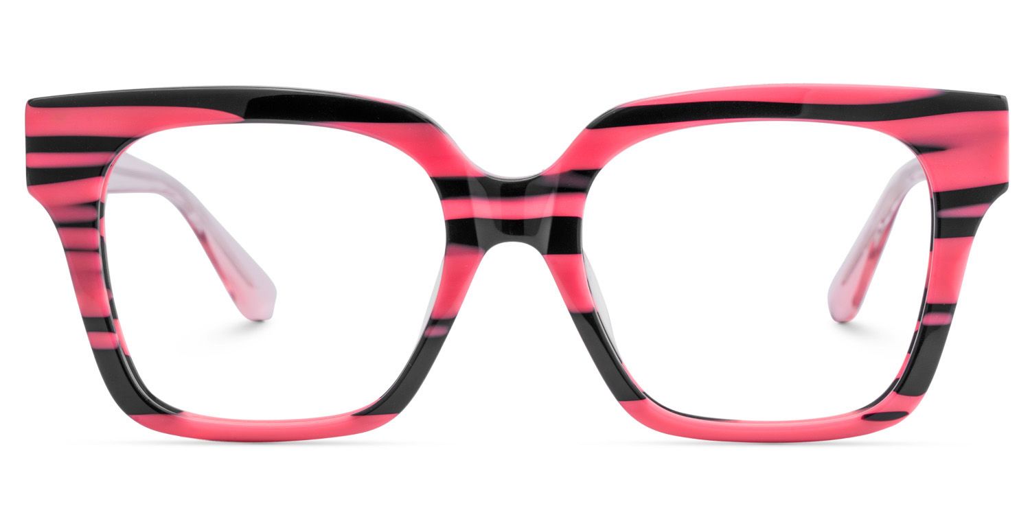 Trendy Square Glasses With Black Pink Matched1