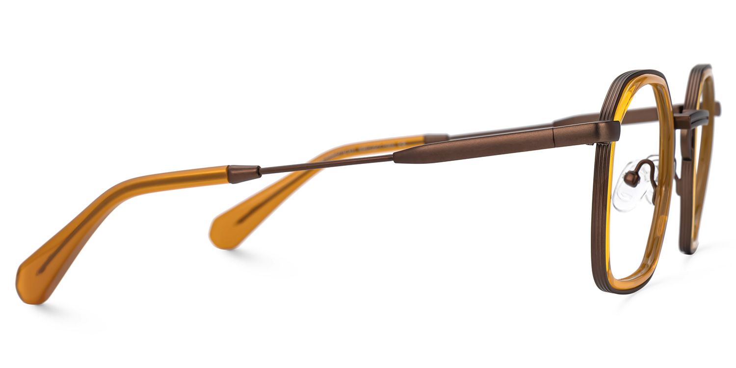 Yellow Mixed-Materials Geometric Eyeglasses-Collette2