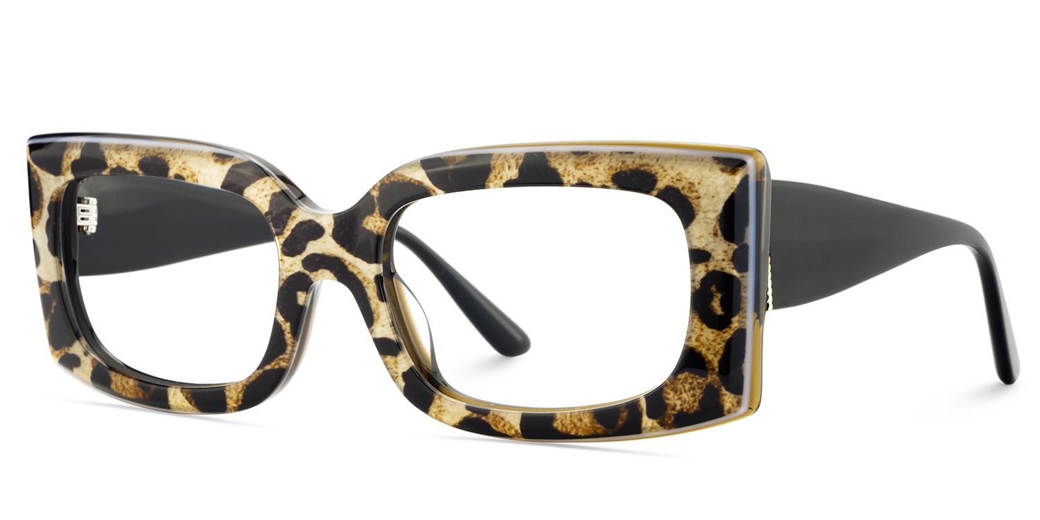 Orduno Brown Leopard Rectangle Shape Eyeglasses | ZEELOOL UK3