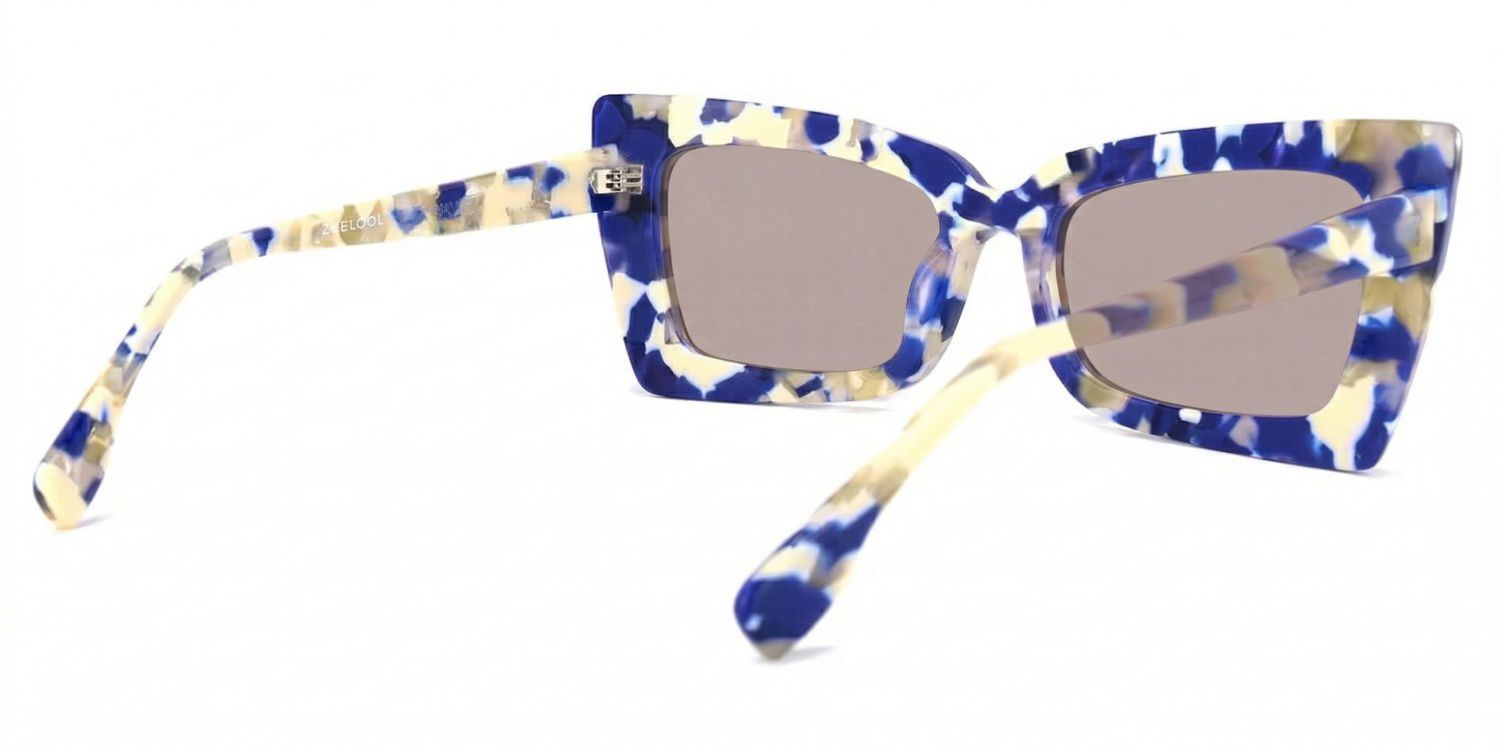 Newell Rectangle Blue-Floral Frame Glasses | Zeelool Optical3