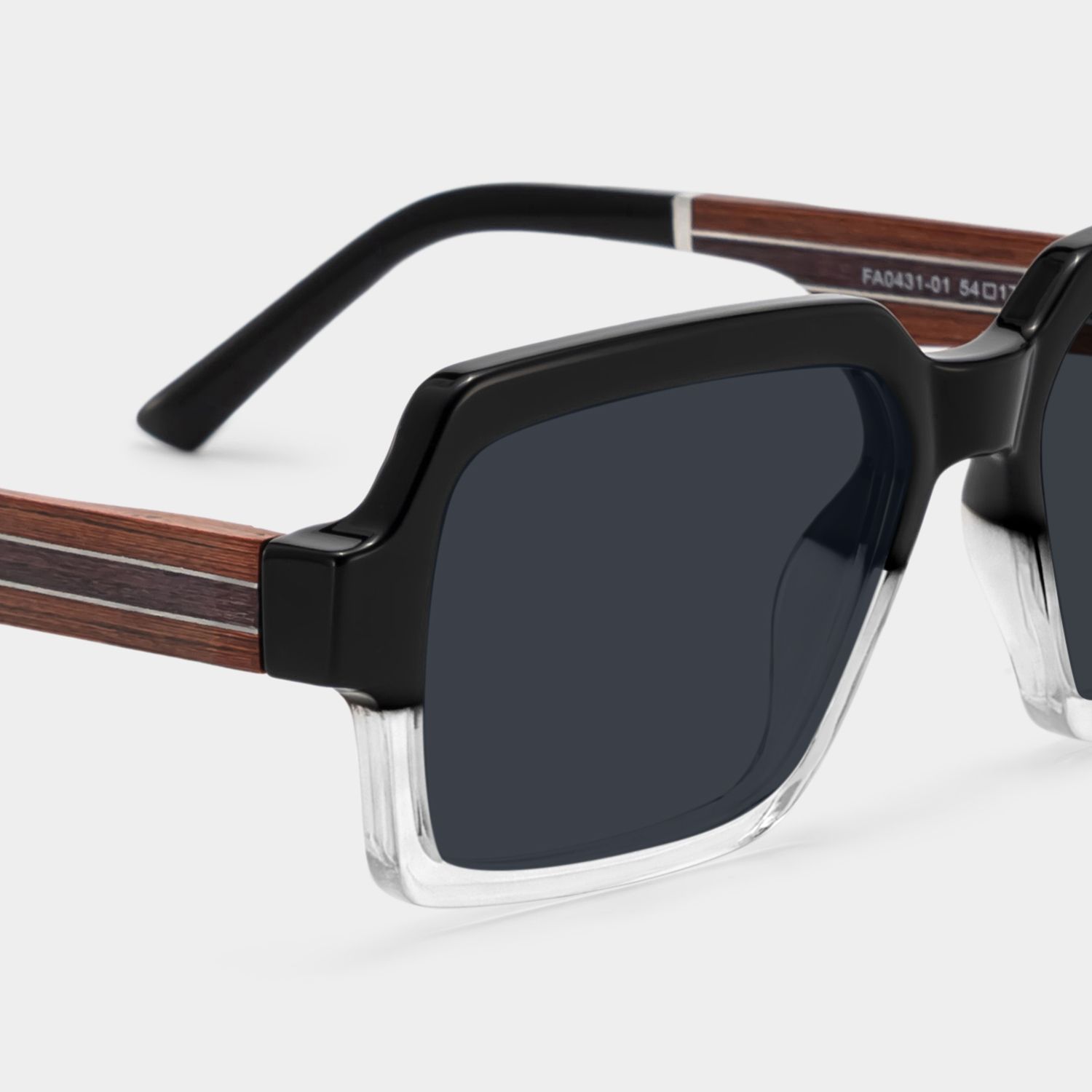 Jack Rectangle Black & Clear Sunglasses | ZEELOOL UK4