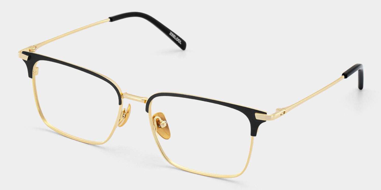 Maxwell Browline Black and Gold Glasses Frames for Men | ZEELOOL UK2