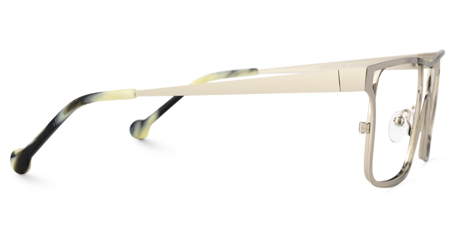 Nova Wide Matte Gold Glasses with Rectangle Frames | ZEELOOL UK3