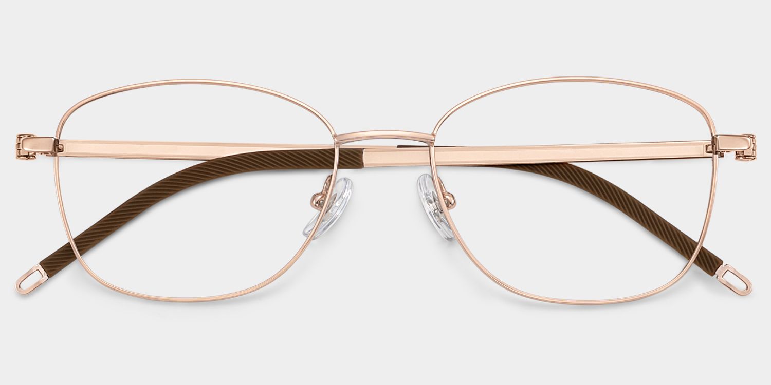 Nicole Gold Wire Frame Glasses in Rectangle Metal Material | ZEELOOL1