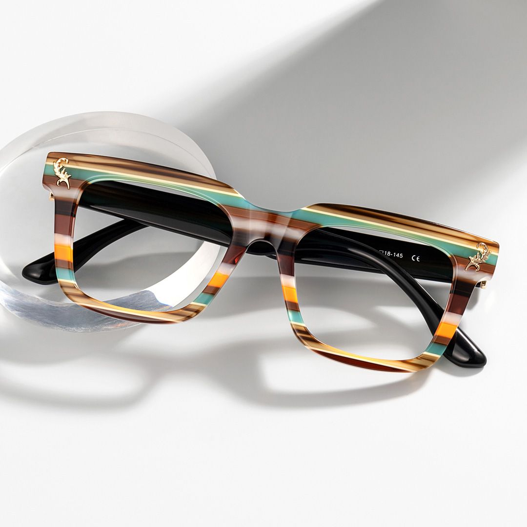 Lauffer Acetate Multicolor Frame Glasses with Square Shape | ZEELOOL UK0