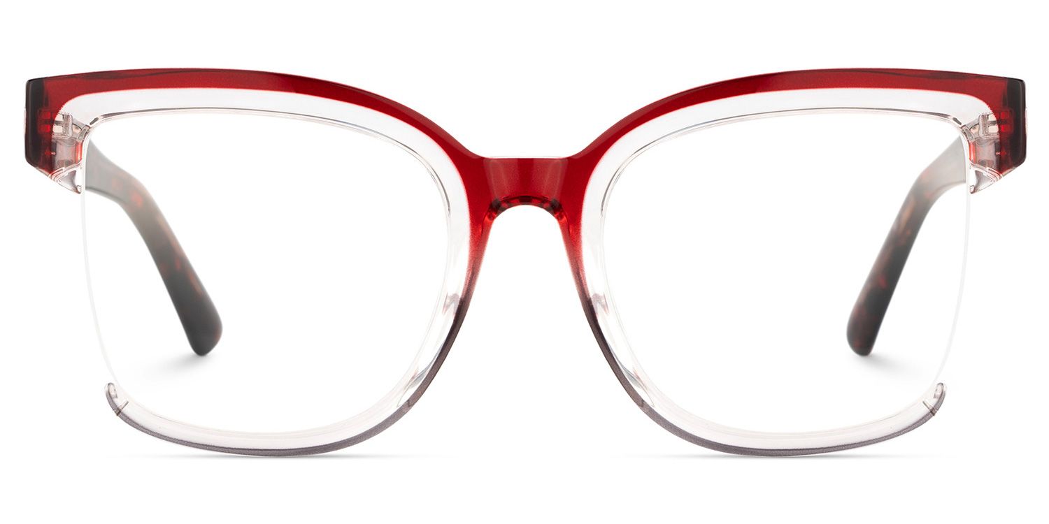 Square Cadogan Red- Gray Frame Glasses | ZEELOOL UK0