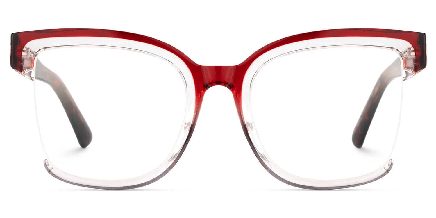 Square Cadogan Red- Gray Frame Glasses | ZEELOOL UK0