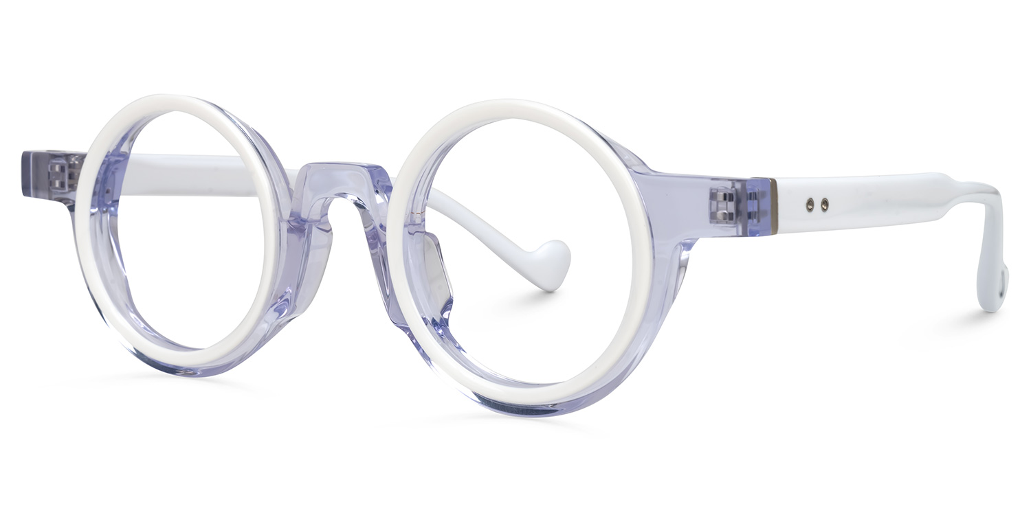 Glanton Round White Glasses