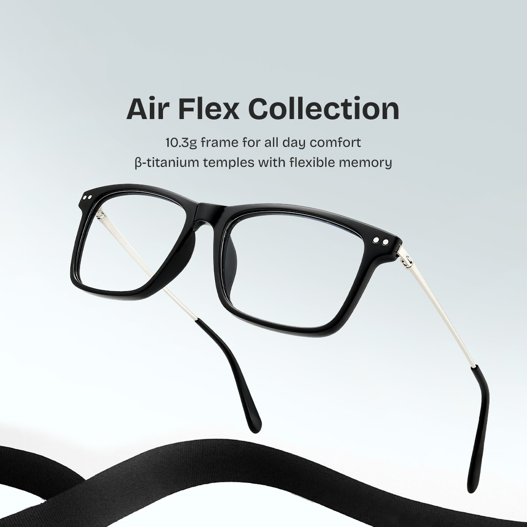 Eleanor Rectangle Black Glasses0