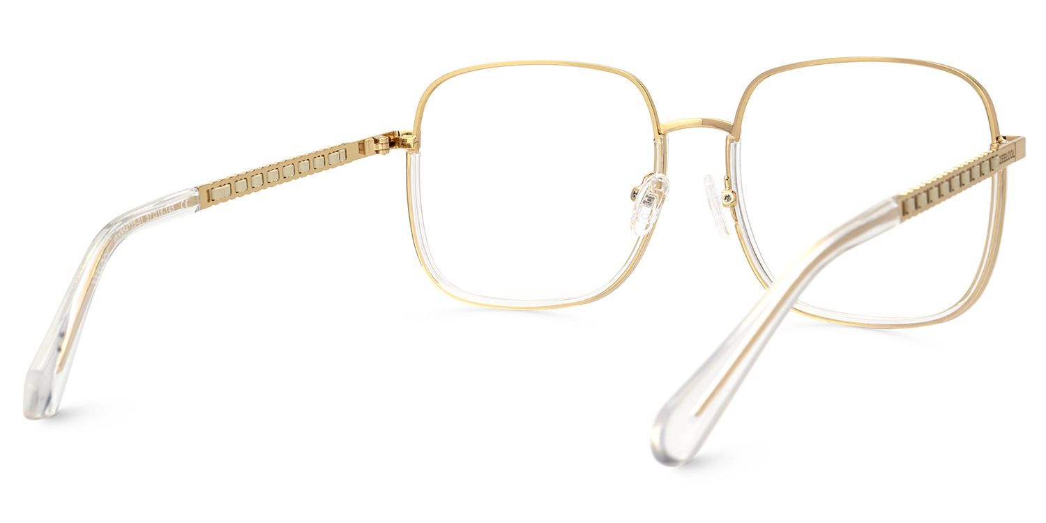 Perfecta Square Clear and Gold Prescription Glasses | ZEELOOL UK3