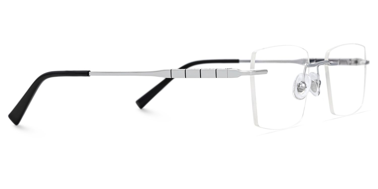 Dinny Rectangle Silver Frame Glasses | ZEELOOL UK2