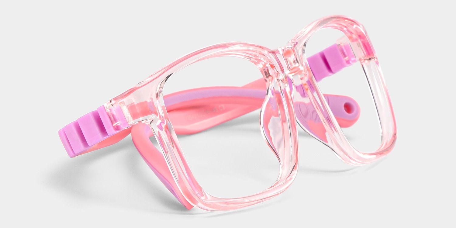 Clay Rectangle Pink Frame Eyeglasses for Teens2
