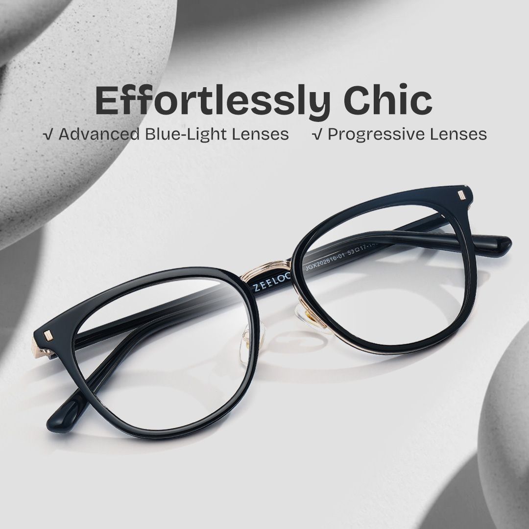 Caden Eyeglasses in Round Black Frame | ZEELOOL UK0