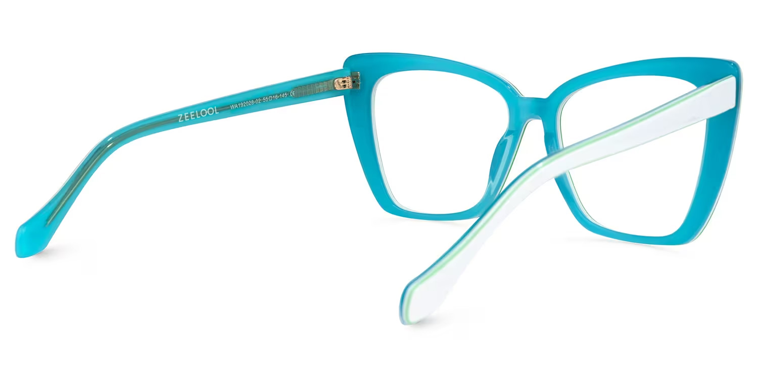 Shanell Butterfly White Eyeglasses and Green Stripes Frame3
