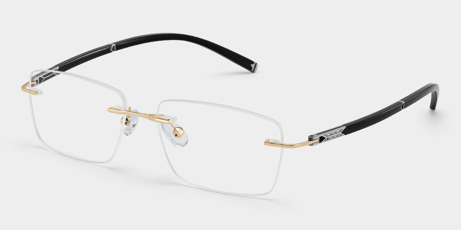 Adeline Gold Rimless Glasses for Men in Rectangle Frame | ZEELOOL2