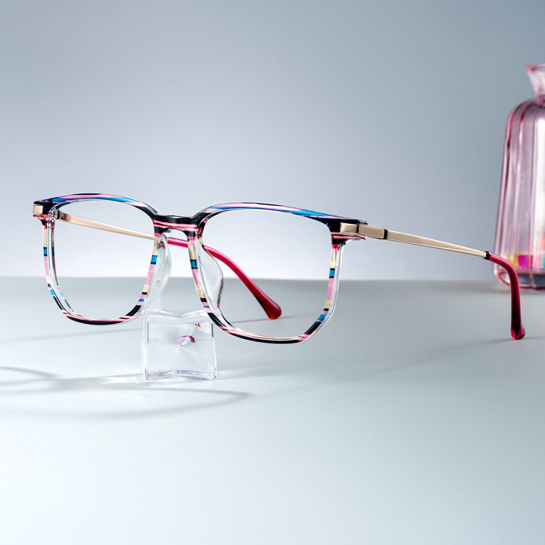 Fezell Black Pink Thin Frame Eyeglasses | ZEELOOL UK0