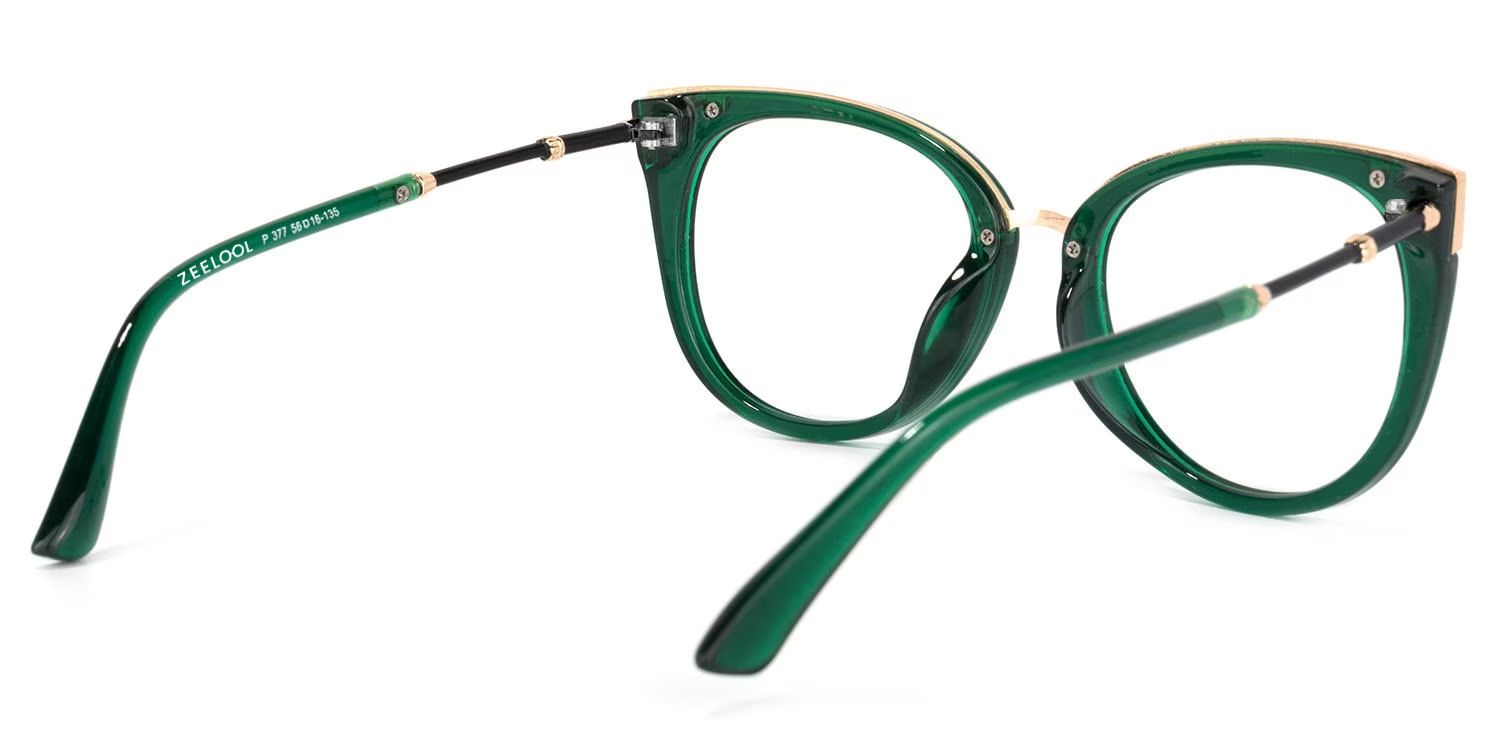 Dalton Cat Eye Dark Green Frame Glasses | ZEELOOL UK4