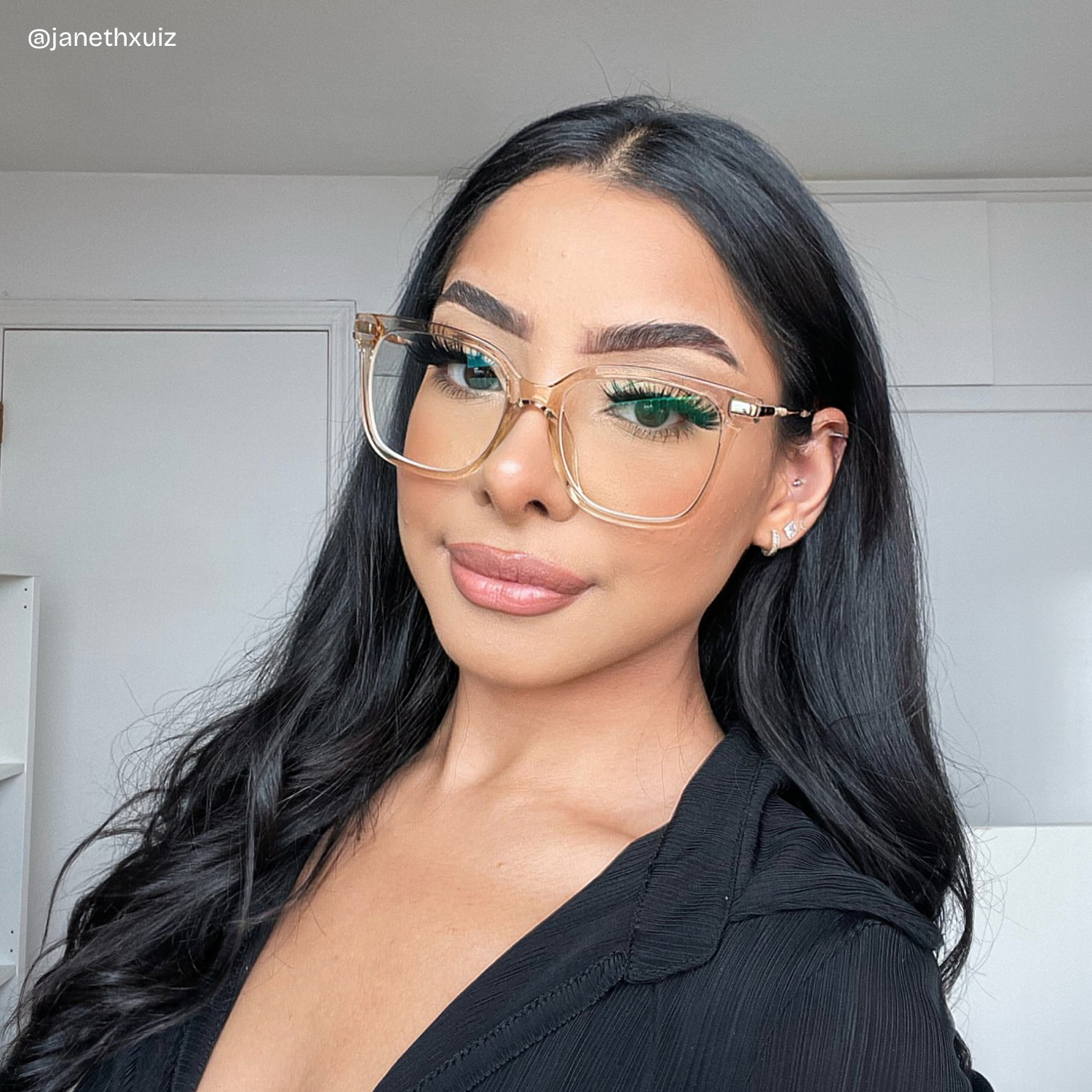 Jacqui Square Champagne Eyeglasses and Crystal Frame5