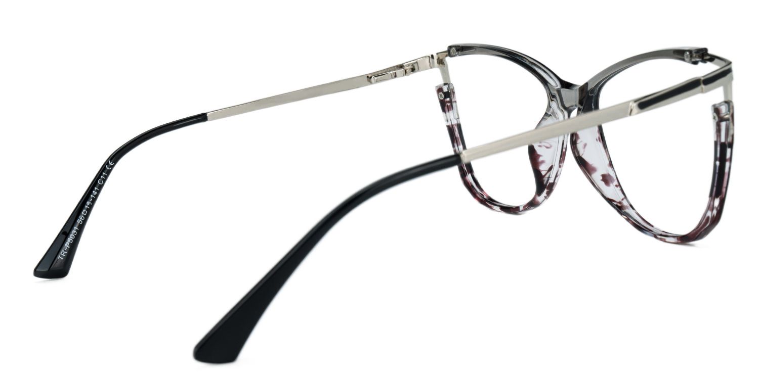 Losier Cateye Gray Eyeglasses with Mixed Materials -Zeelool3
