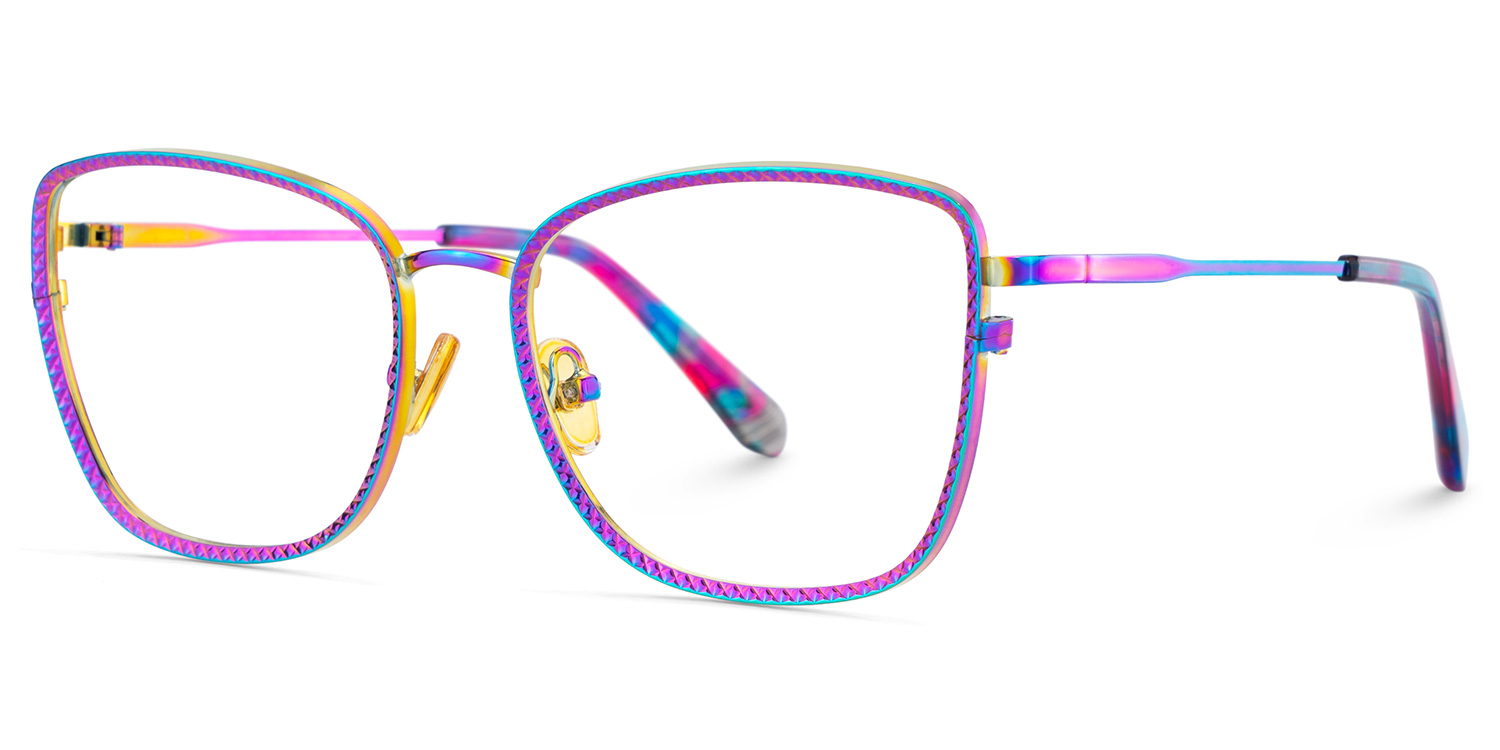 Ronan Eyeglasses in Rectangle Iridescent Frame | ZEELOOL UK2