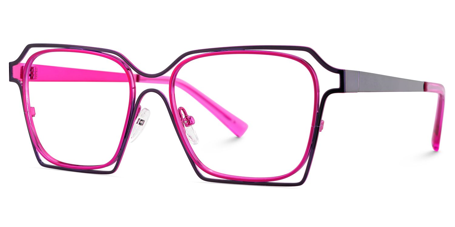 Foday Purple Metal Frame Glasses With Geometric Shape3