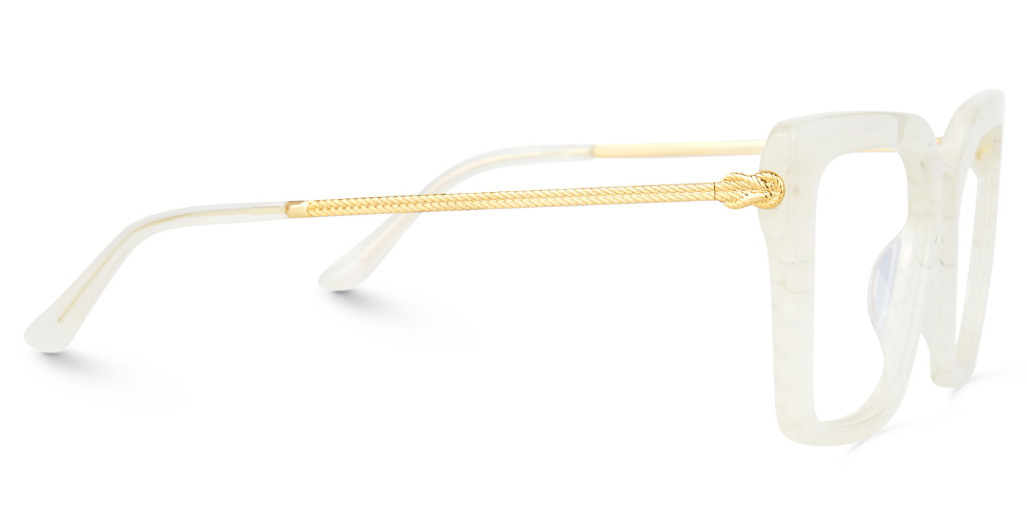 Flora Cream Frame Glasses with Square Style Online2