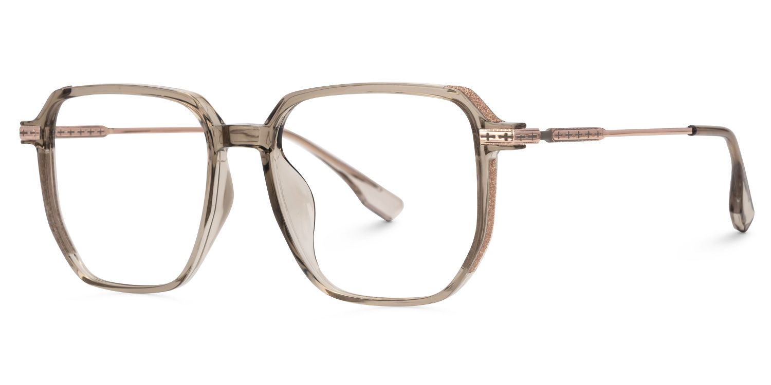 Nesbitt Mixed-Materials Geometric Tawny Frame Glasses | ZEELOOL UK1