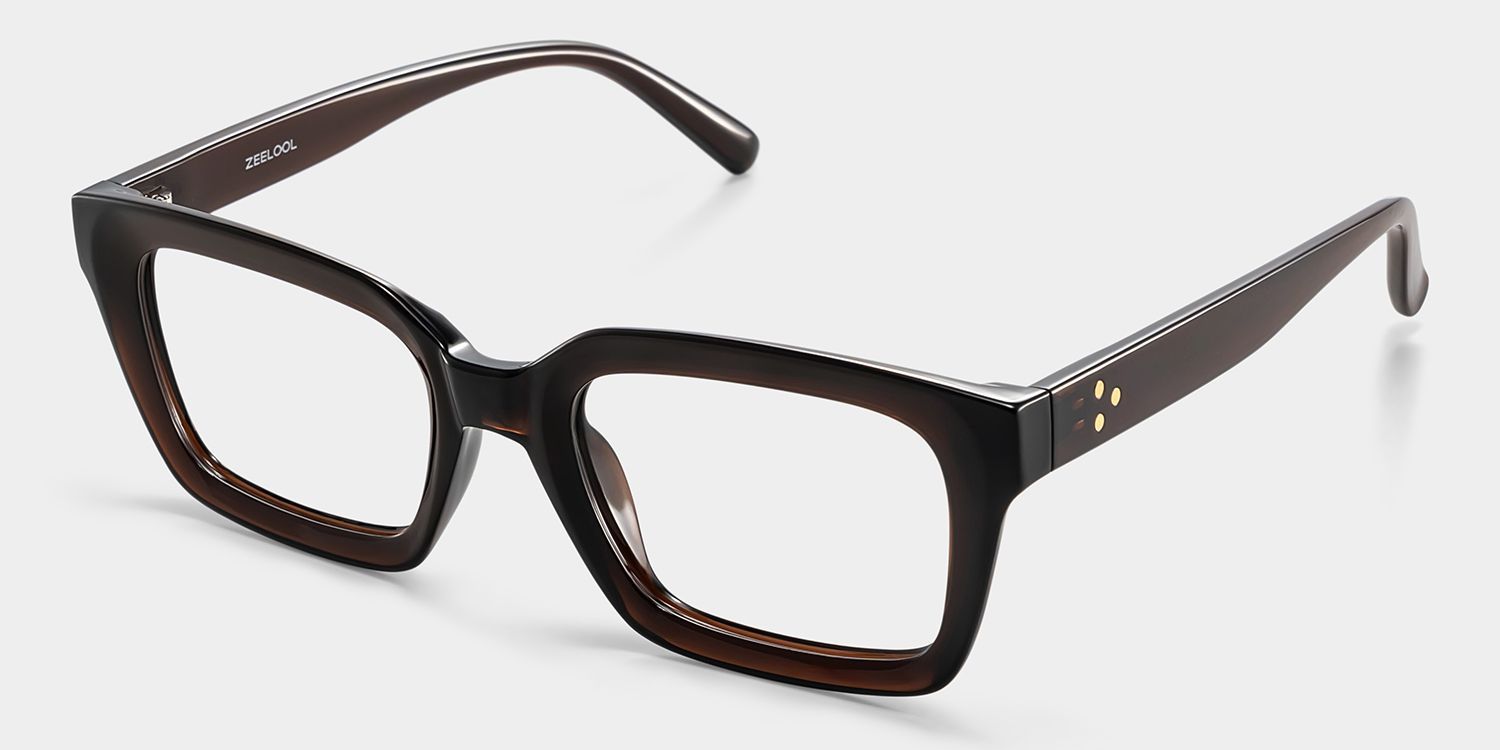 Marley Sepia Glasses / Dark Brown Rectangle Glasses | ZEELOOL