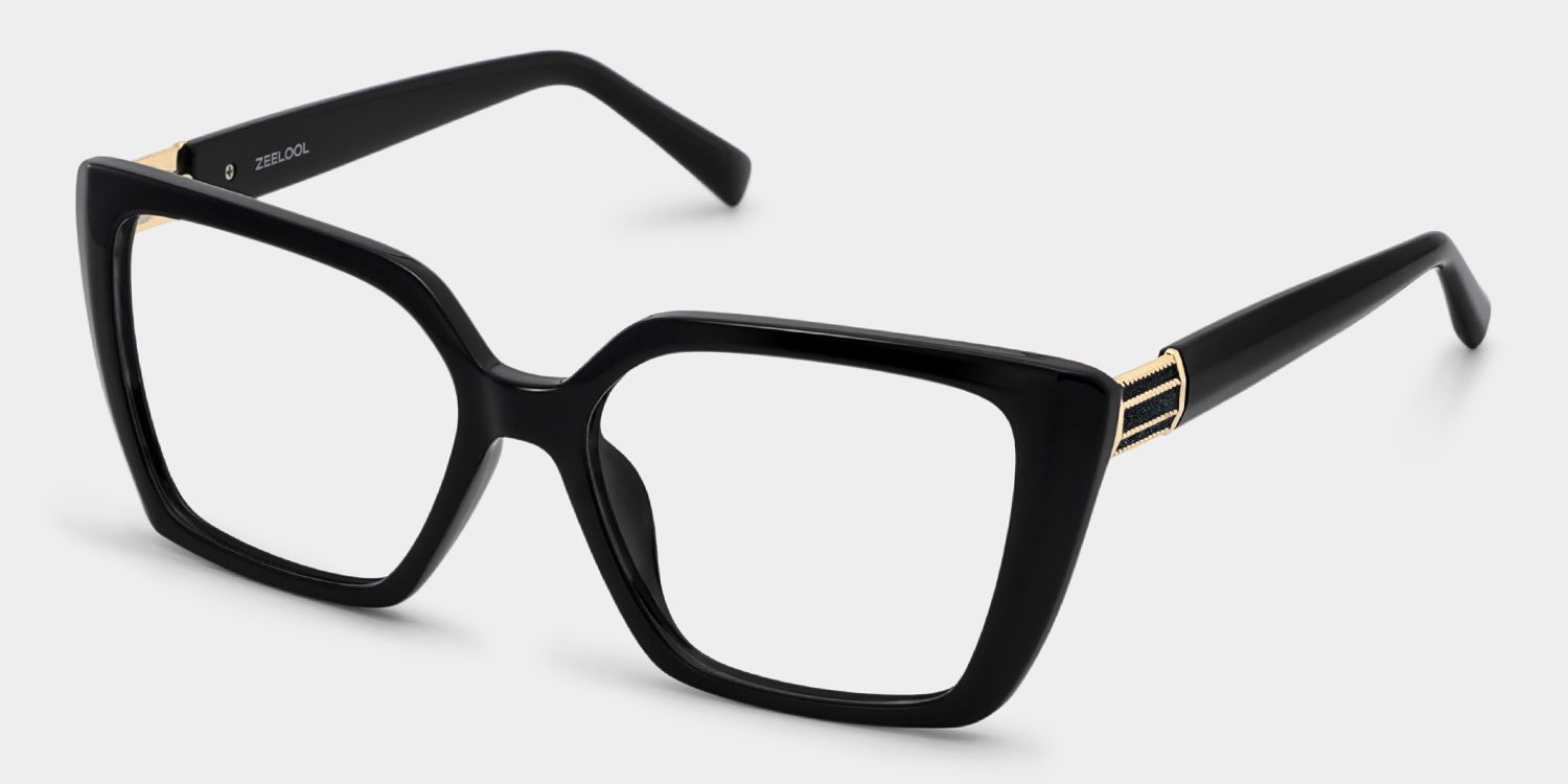 Emery Black Full Rim Geometric Eyeglasses | ZEELOOL3