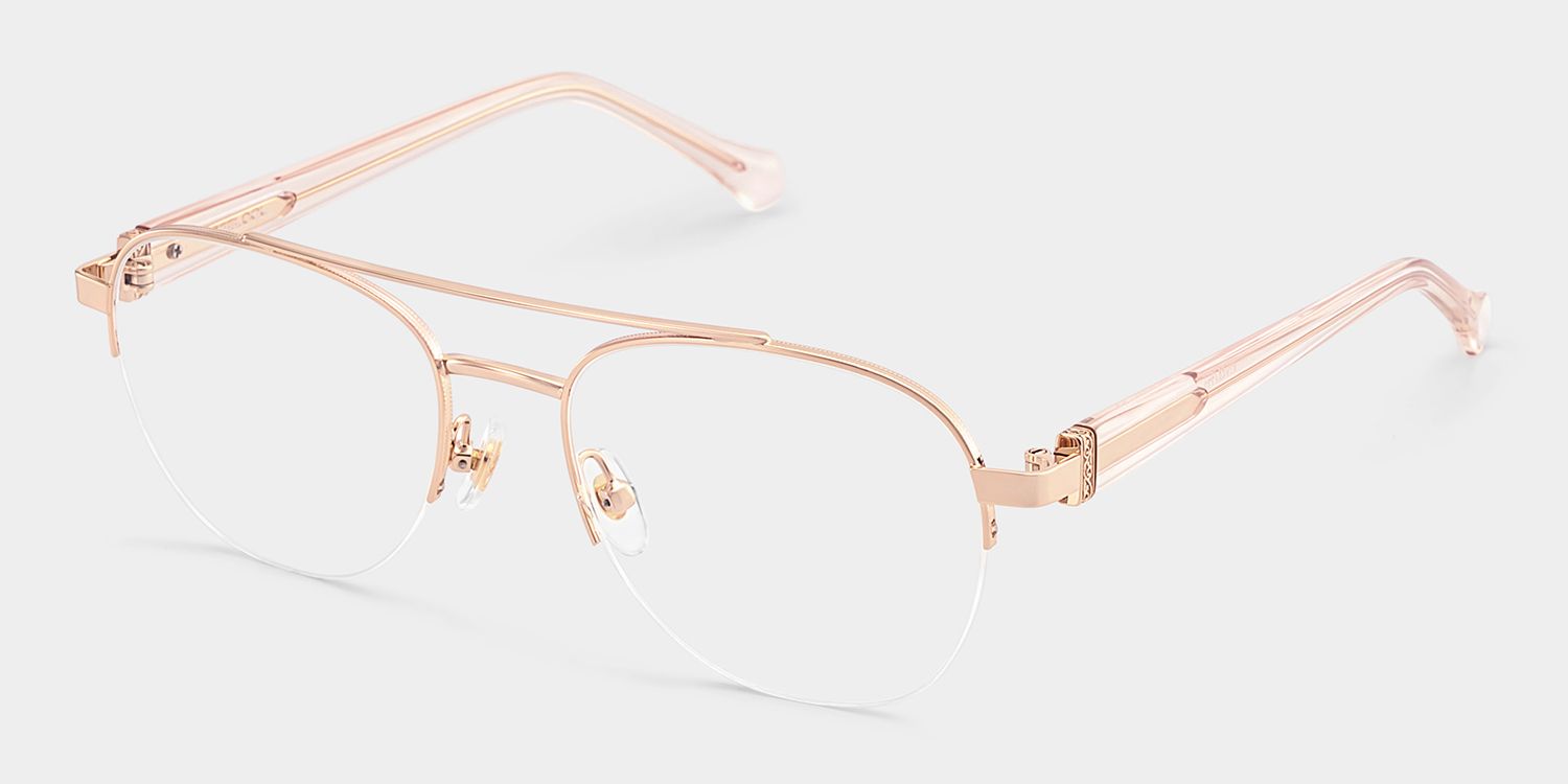 Emily Rose Gold Frame Glasses with Aviator Frame Online | ZEELOOL2