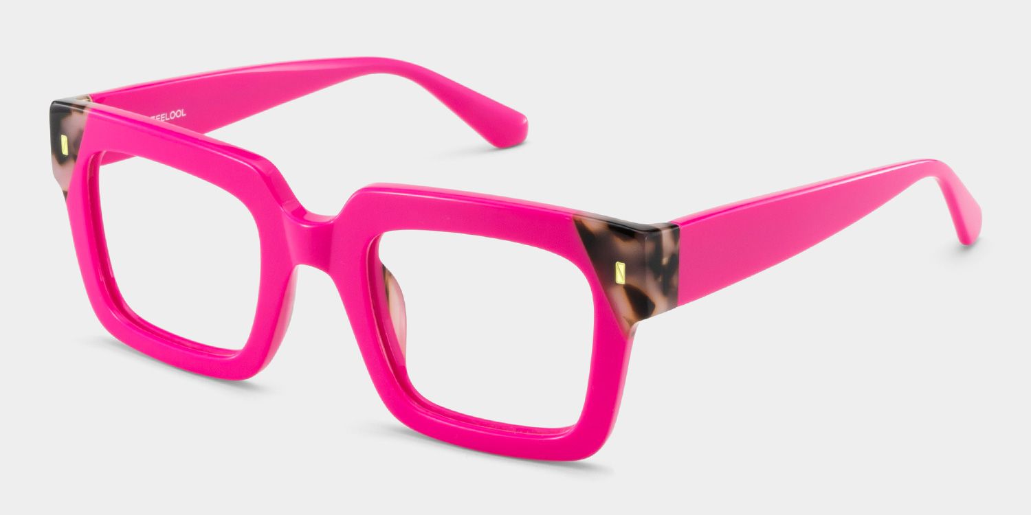 Square Pink Tortoise Eyeglasses- Sarah Acetate Frame Glasses2