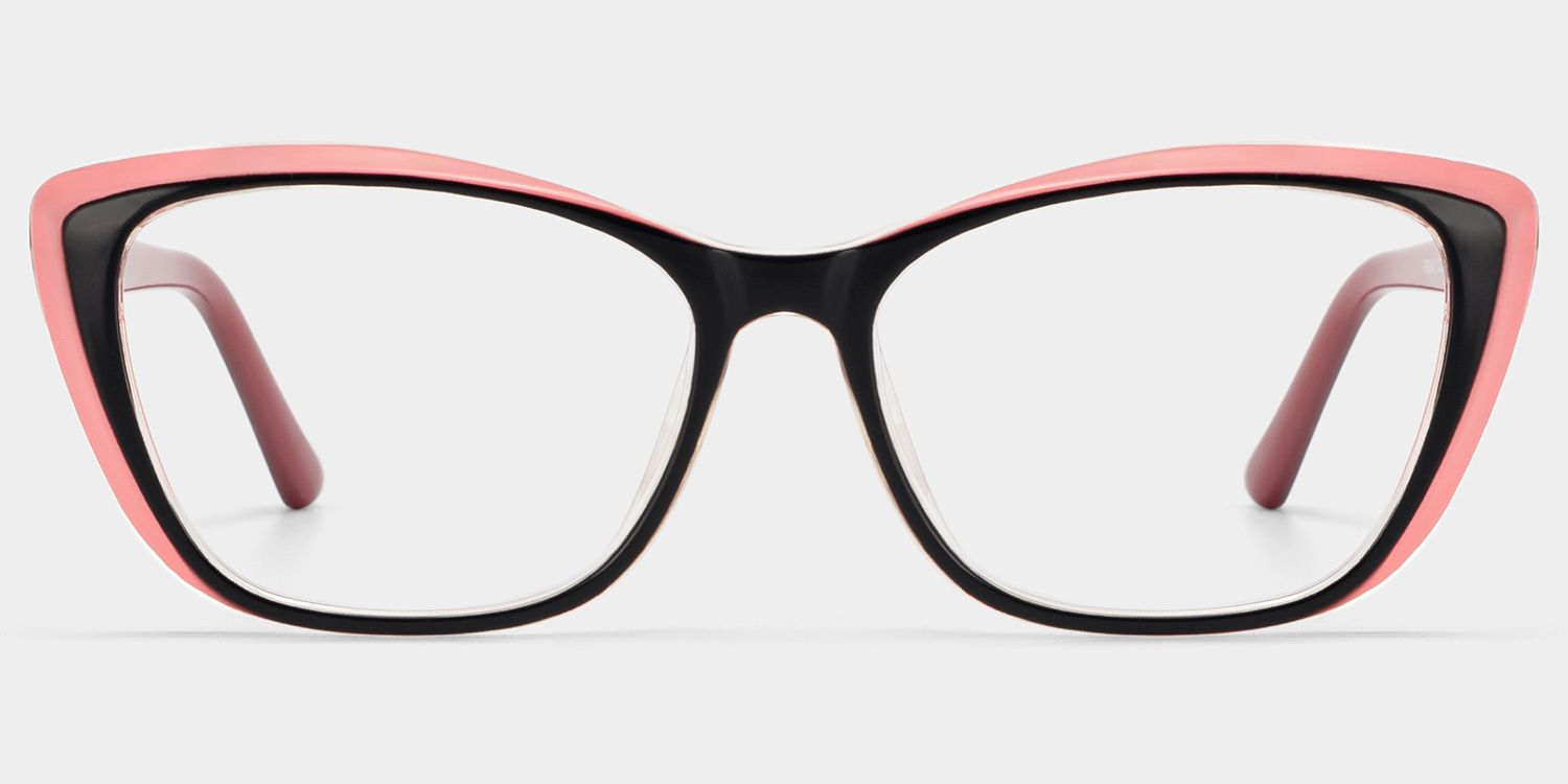 Fidelia Cat Eye Black and Pink Frame Glasses | Zeelool1