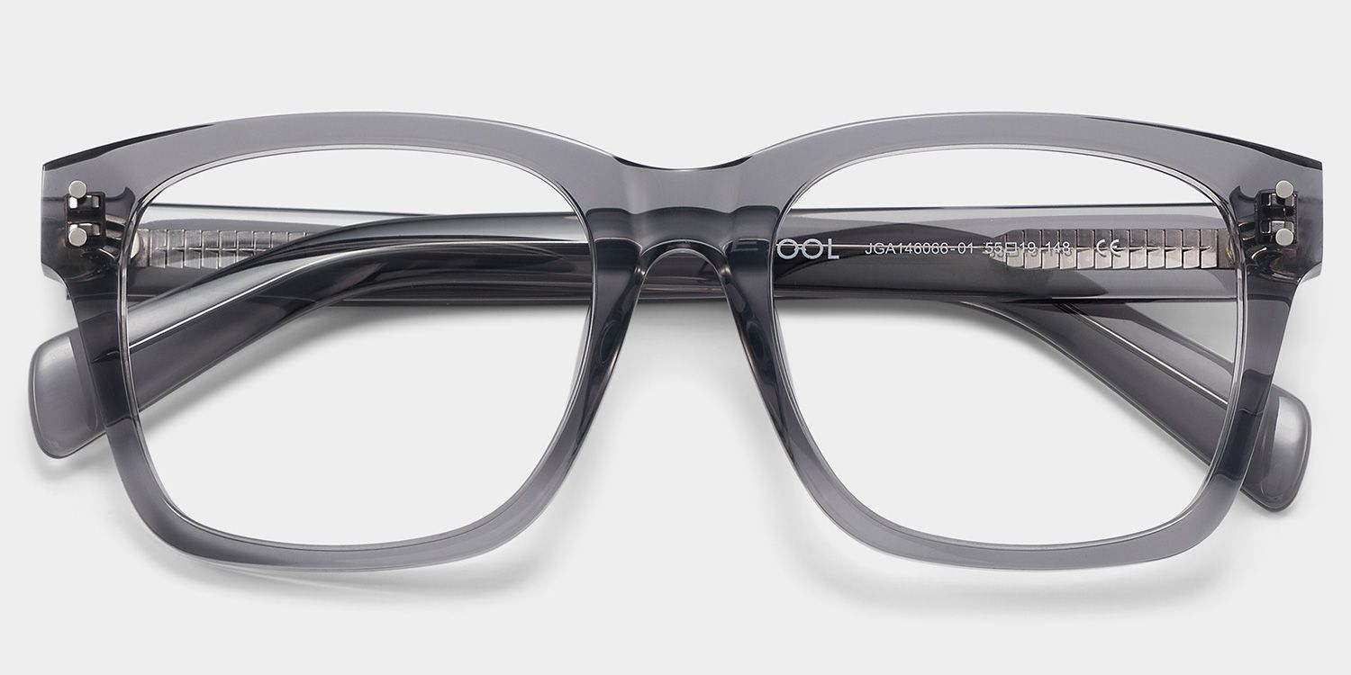 Fussell Square Gray Full-Frame Glasses | ZEELOOL UK1