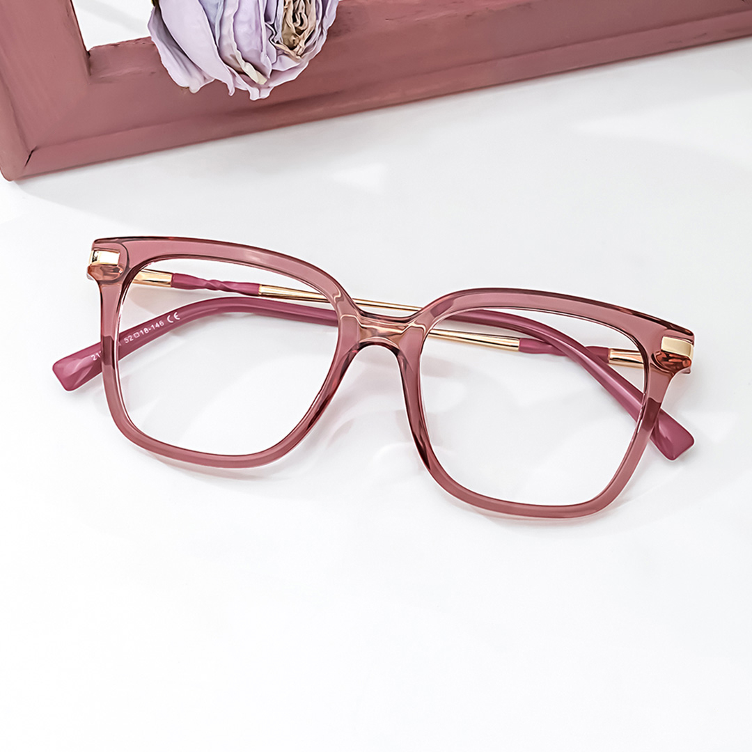 ZEELOOL Jacqui Square Pink Glasses