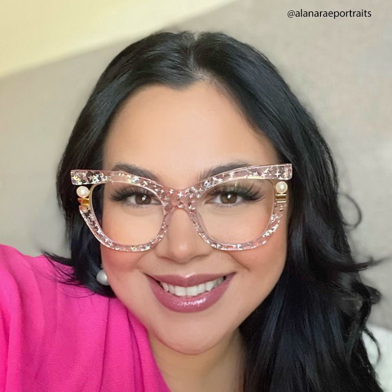 Transparent Pink Glasses with Pearl and Glitter Stars12