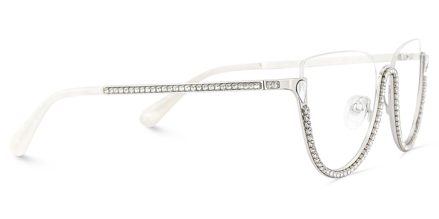 Half Frame Cat Eye Glasses With Shiny Diamonds5